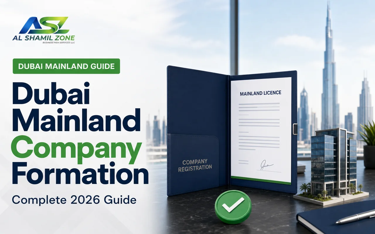 Dubai Mainland company formation guide with registration folder, licence, approval and office premises