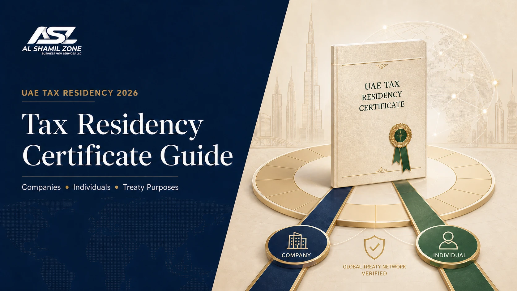UAE Tax Residency Certificate with separate company and individual eligibility pathways and an international treaty network