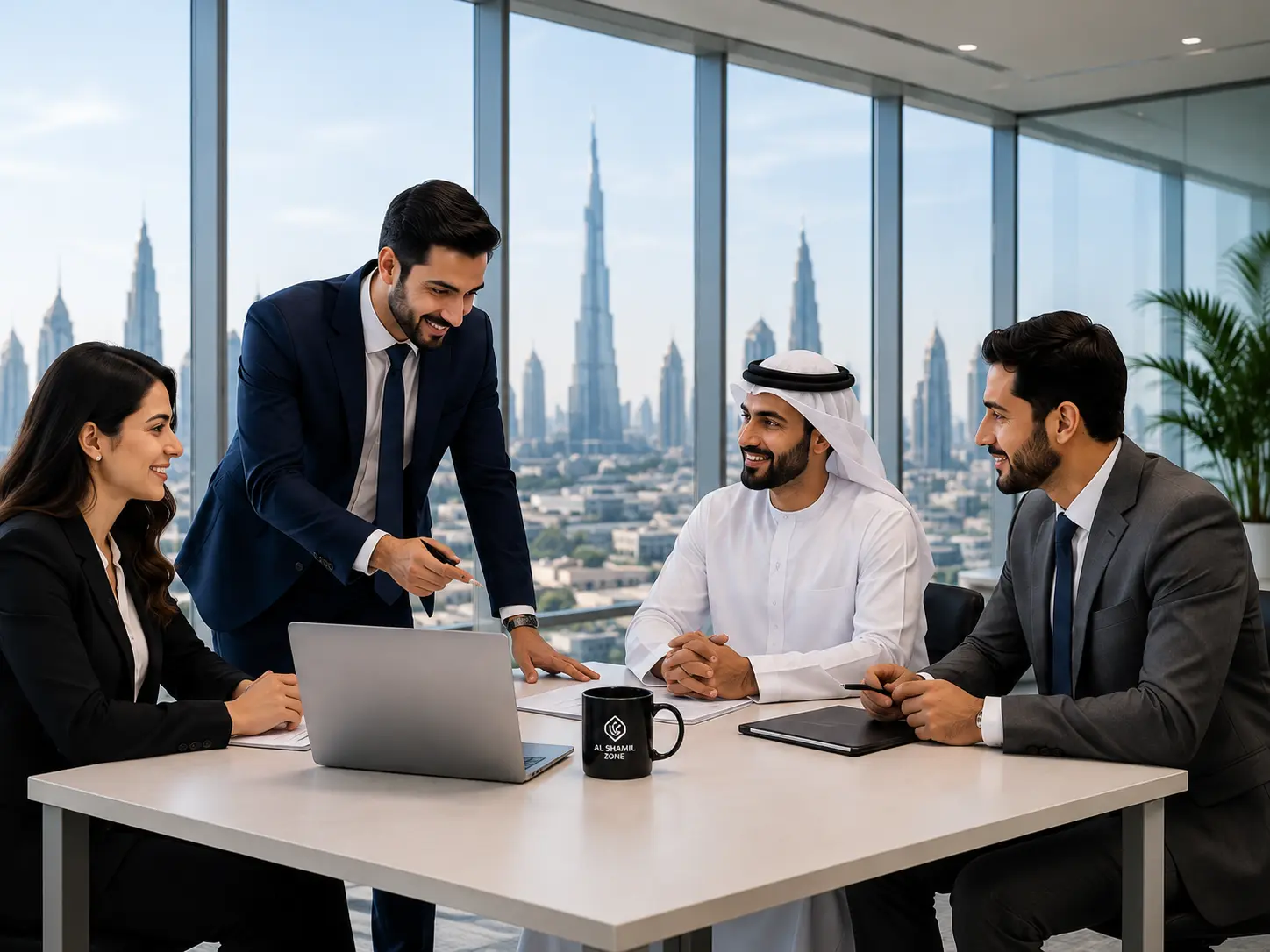 Business consultants discussing company formation in Dubai